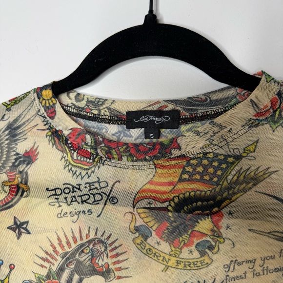 Ed Hardy Flashboard Power Mesh Cropped Top. - Picture 5 of 6